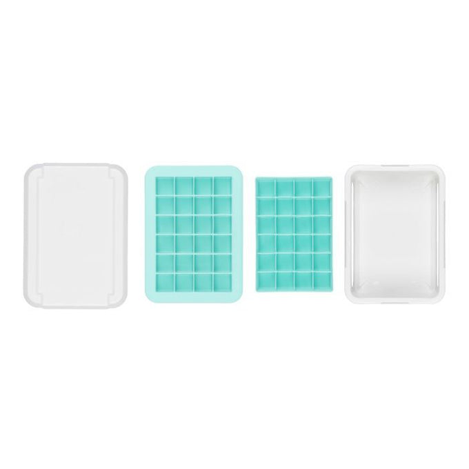 Oxo Covered Silicone Ice Cube Tray makes 48 small cubes, BPA-free, dishwasher safe, flexible with odor-proof cover - Keans
