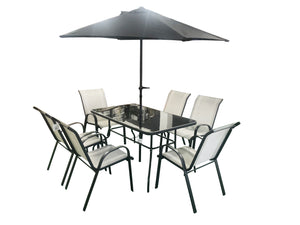 Sorrento Six Seater Dining Set with Parasol