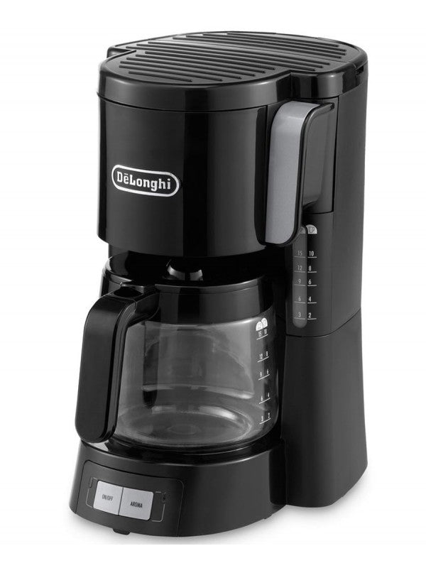DeLonghi Filter Coffee Machine with 24hr timer, glass carafe, aroma function, front loading, 10-cup capacity - Keans