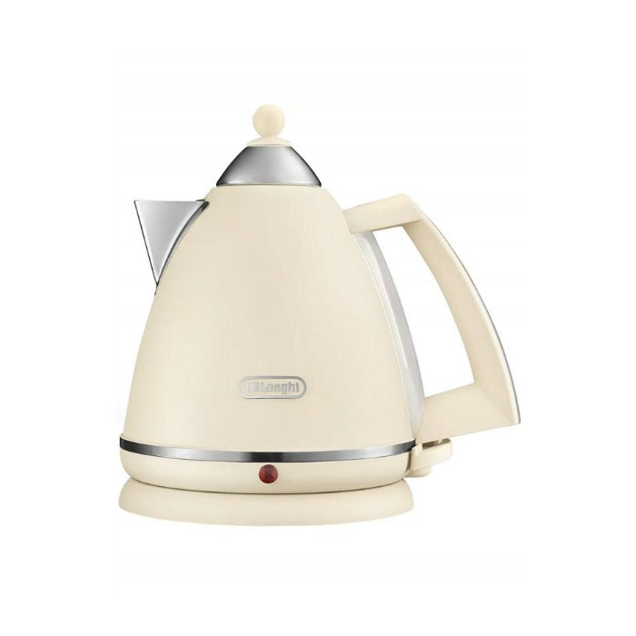DeLonghi Argento Flora Cream Kettle 1.7L, 3kW, water level indicator, anti-scale filter, 360° swivel base - Keans Claremorris