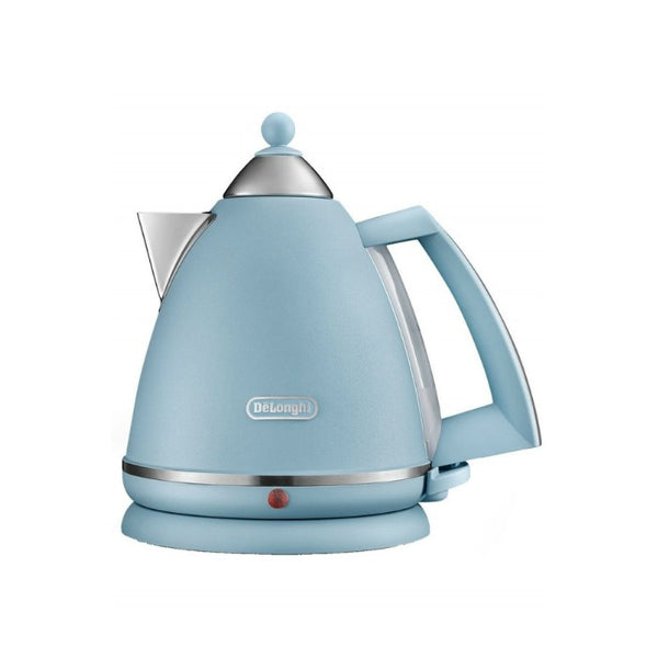 DeLonghi Argento Flora Blue Kettle 1.7L, 3kW, water level indicator, anti-scale filter, 360° swivel base - Keans Claremorris