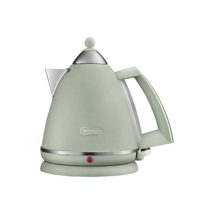 DeLonghi Argento Flora Green Kettle 1.7L, 3kW, water level indicator, anti-scale filter, 360° swivel base - Keans Claremorris