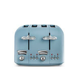 DeLonghi Argento 4-slice toaster in Flora Blue, 1800W, 6 settings with defrost and reheat functions - Keans Claremorris