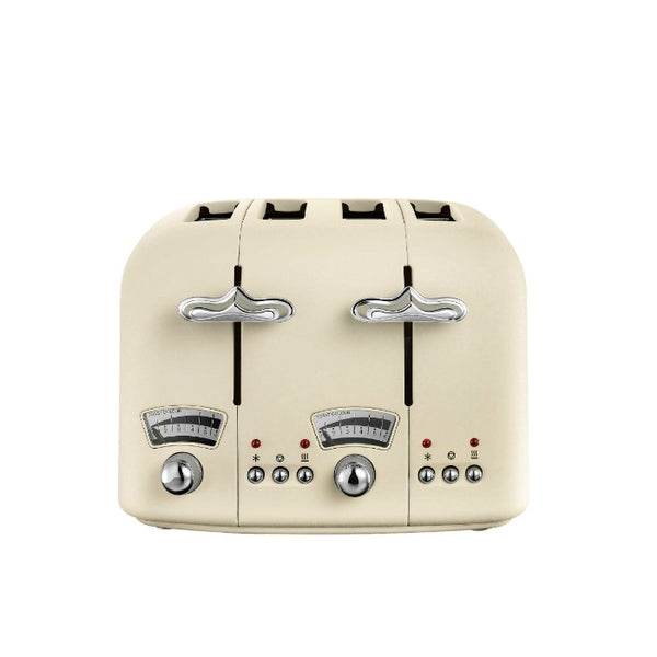 DeLonghi Argento 4-slice toaster in Flora Cream, 1800W, 6 settings with defrost and reheat - Keans Claremorris