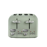 DeLonghi Argento 4-slice toaster in Flora Green, 1800W, 6 settings, defrost & reheat functions - Keans Claremorris