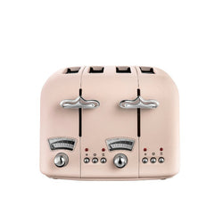 DeLonghi Argento 4-slice toaster in Flora Pink with 6 settings, defrost, reheat, crumb tray – Keans Claremorris