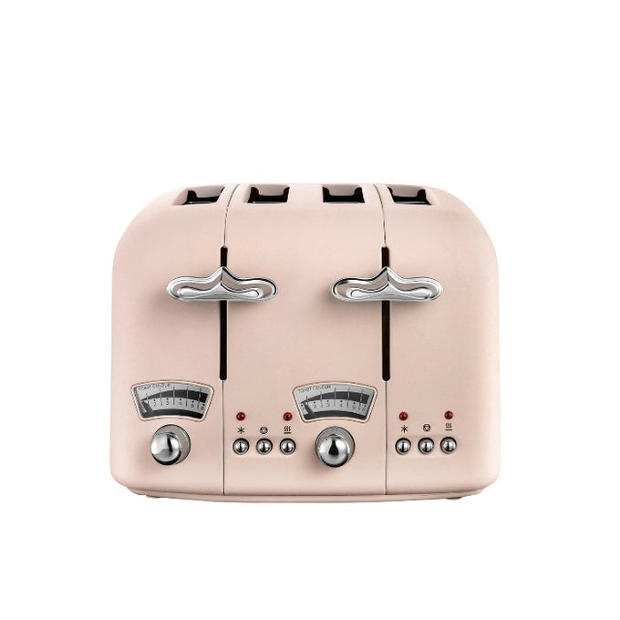DeLonghi Argento 4-slice toaster in Flora Pink with 6 settings, defrost, reheat, crumb tray – Keans Claremorris