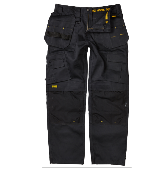 Dewalt Pro Tradesman Black Trousers with Cordura pockets, knee pad slots, triple stitching, YKK zip - Keans Claremorris