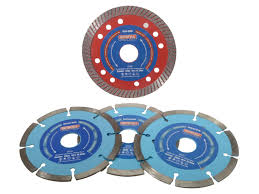 Faithfull Diamond Blade Set of 4 with 3 segmented and 1 turbo blade for versatile cutting, available at Kean’s Claremorris.