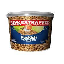 Peckish Mealworm 1kg + 50% free tub, high protein bird feed, attracts robins and insect-eating birds - Keans Claremorris.
