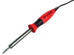 Faithfull SI40W 40W 240V soldering iron with heat-resistant handle and metal stand, ideal for electrical repairs – Kean’s