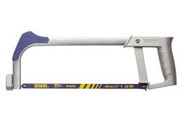 Hacksaw 300mm with ergonomic handle, mushroom pins, 90°/180° blade settings, 75kg tension – Keans Claremorris.