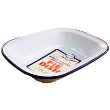 Enamel Pie Dish 28cm by Falcon Housewares, durable, oven-safe to 270C, dishwasher safe, smooth glass-fused steel – Keans