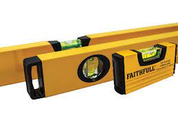 Faithfull 3-piece level set with 60cm, 120cm box levels and 10cm magnetic mini level, accurate ±1.0mm/m, at Kean’s