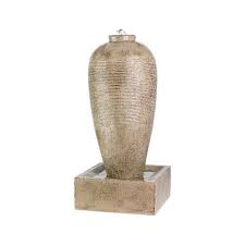 Poly Slim Jar Fountain Outdoor Beige, 105cm tall poly resin stone-effect garden water feature – Keans Claremorris