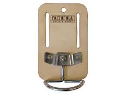 Faithfull Swivel Hammer Holder with durable leather base and steel swivel ring, fits most belts – available at Keans