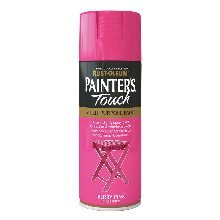Painters Touch Berry Pink 400ml aerosol spray paint, fast-drying, durable finish for indoor/outdoor use - Keans Claremorris