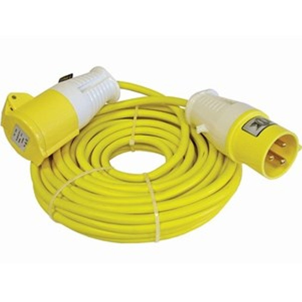 Faithfull 110V 14m heavy-duty trailing lead for construction sites and power tools, available at Kean’s Claremorris. –