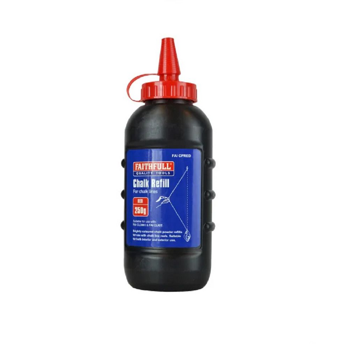 Faithfull Red Chalk Powder 250g in squeezy bottle, bright, weather-resistant marking refill from Kean’s Claremorris. –