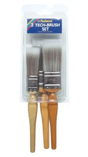 Fleetwood Tech 3 Piece Paint Brush Set with 25mm, 38mm, 50mm brushes, dark handles – Keans Claremorris