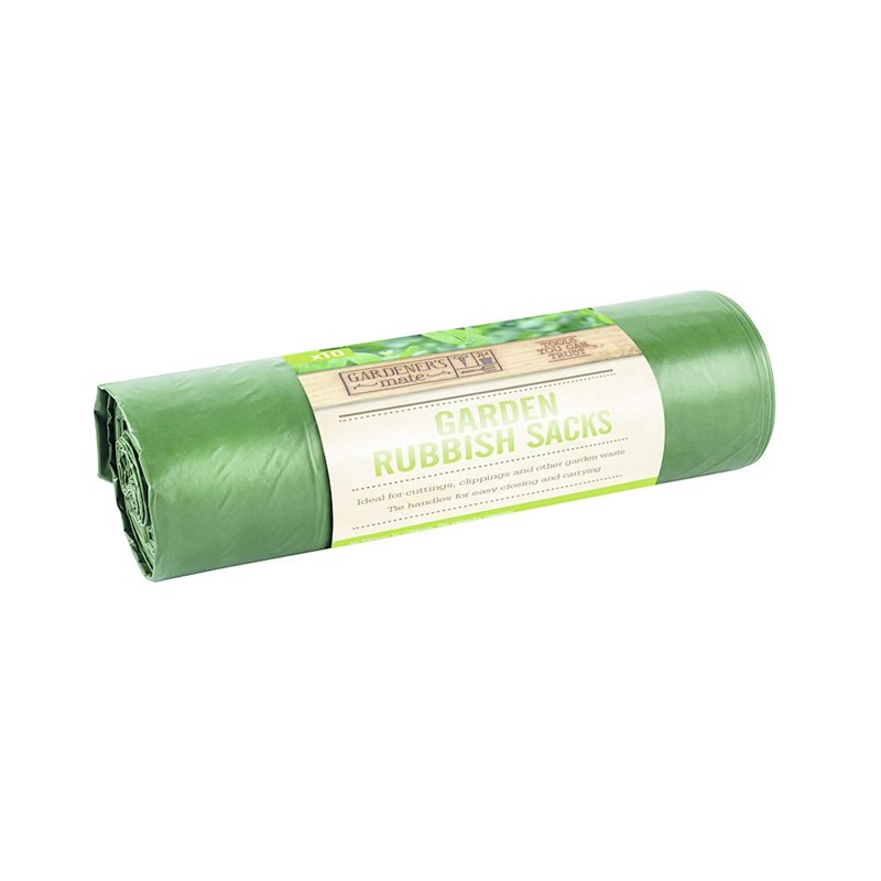 Gardman Green Rubbish Sacks 10 Pack, 75L garden waste bags with tie handles, polythene, available at Keans Claremorris