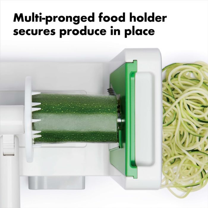 Oxo Table Top Spiralizer with sturdy base and sharp blades for easy vegetable spiraling – available at Keans Claremorris