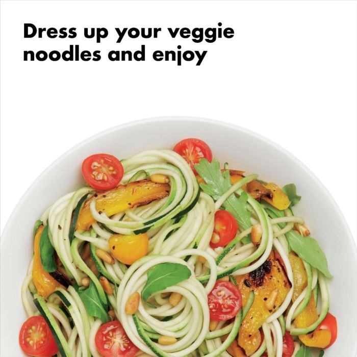 Oxo Table Top Spiralizer for easy vegetable spirals, durable design, available at Keans Claremorris.