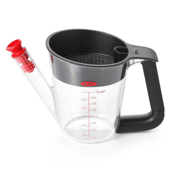 Oxo Good Grips 2-cup fat separator with strainer, measurement marks, splatter shield, dishwasher safe – Keans Claremorris
