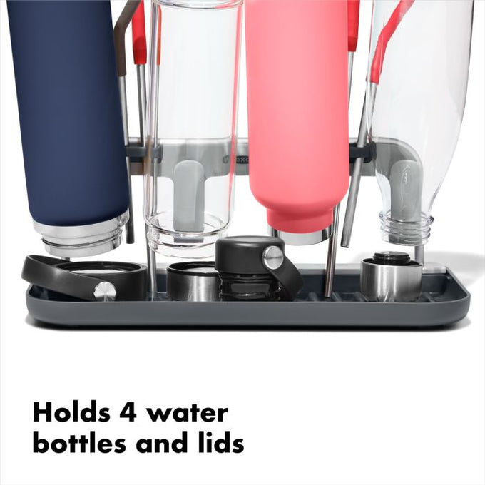 Oxo Water Bottle Drying Rack with multiple pegs for bottles and accessories, available at Keans Claremorris.