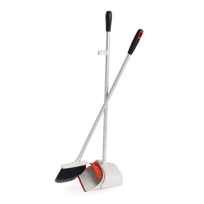 Oxo Upright Sweep Set with broom and dustpan, ergonomic design for easy cleaning – available at Keans Claremorris.