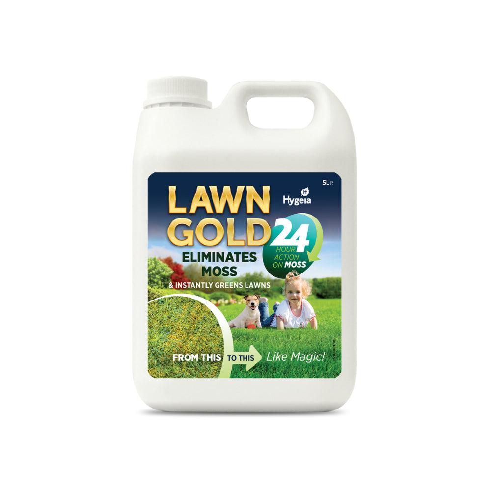 Hygeia Lawn Gold 24 Hour Rapid Greening Lawn Tonic 5L - kills moss, deep greening, treats up to 750m2 | Keans Claremorris