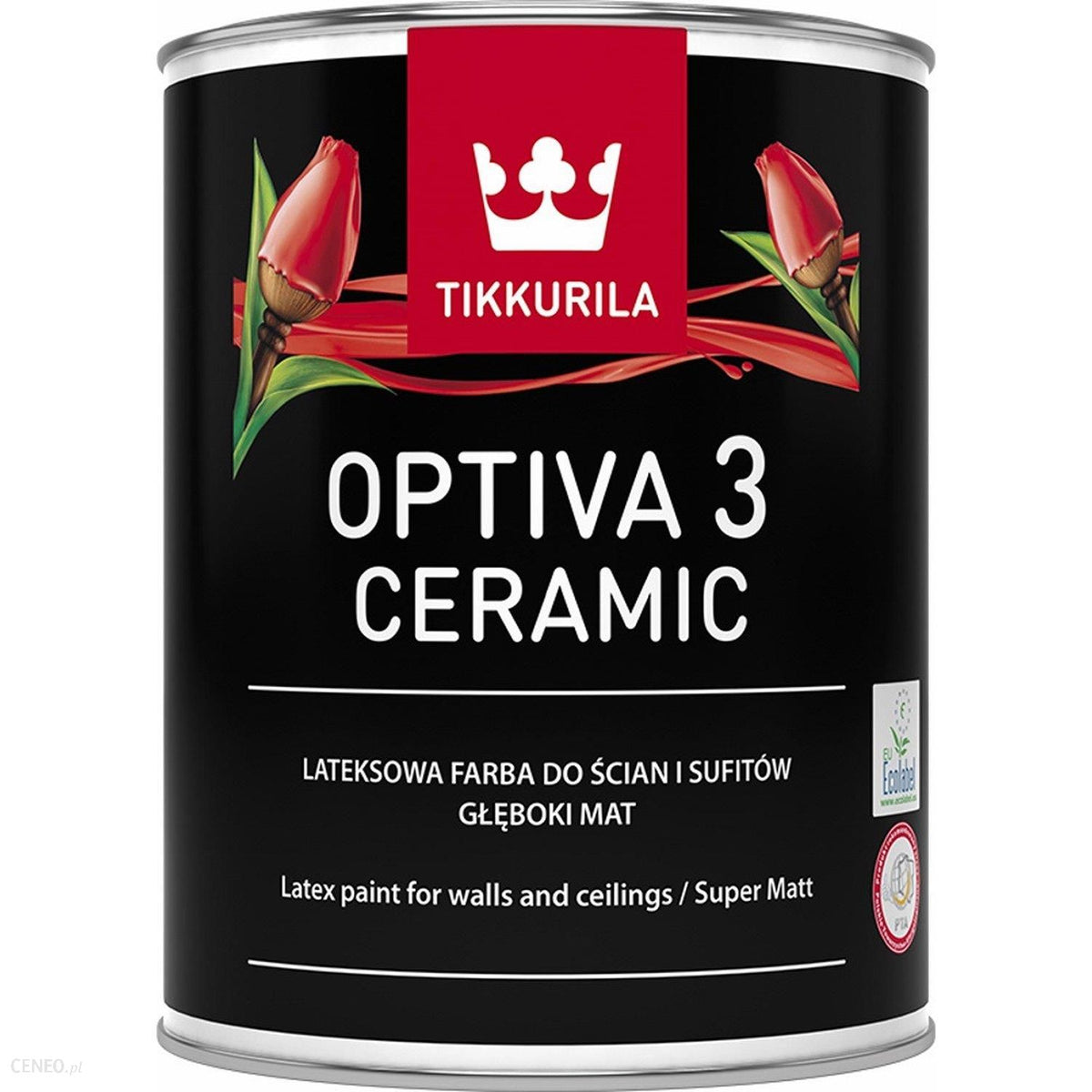 Tikkurila Optiva 3 Ceramic 0.9L water-based matt wall paint, durable, washable, eco-friendly – available at Keans