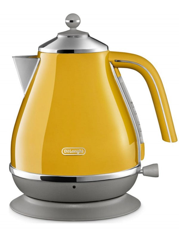 Delonghi Icona Capitals Yellow Kettle 1.7L, 3kW electric kettle – vibrant kitchen appliance | Keans Claremorris