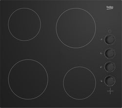 Built-in 60cm black ceramic hob with 4 Rapidlite zones, touch controls, easy-clean surface, available at Kean’s Claremorris.