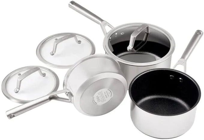 Ninja C63000UK Foodi Zerostick 3-piece stainless steel pan set, non-stick, oven safe to 260°C, 10-year warranty - Keans