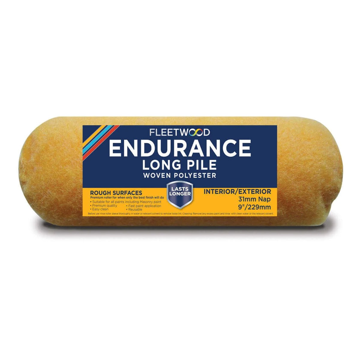 Fleetwood Endurance 9" medium pile paint roller sleeve, woven polyester, reusable for interior & exterior use - Keans