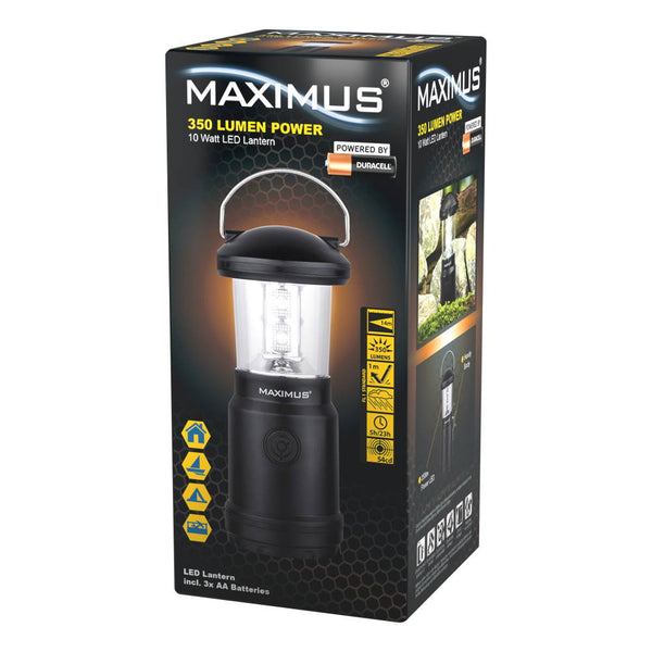 Maximus 10W LED Lantern with 350 lumens, 6-hour runtime, AA batteries included, 14m beam distance - Keans Claremorris