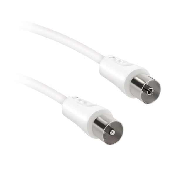 Antenna cable 9,5 mm male to 9,5 mm female, white color,cable length 10 m + coax adapter male-male, 75dB