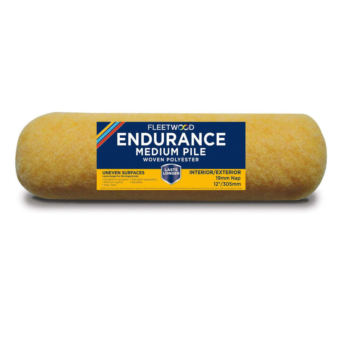 Fleetwood Endurance 12" Medium Pile Roller Sleeve, woven polyester, reusable, for interior & exterior use - Keans Claremorris