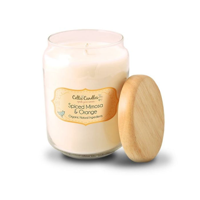 Large Pop Jar Spiced Mimosa and Orange candle, 90-100 hour burn, organic plant wax, natural scent, Keans Claremorris.