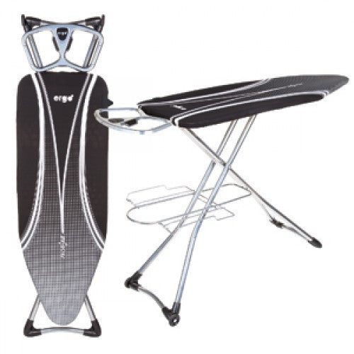 Minky Ergo Plus Ironing Board 122x38cm with height adjustment, Ergo rest, Prozone cover, and cord management at Keans
