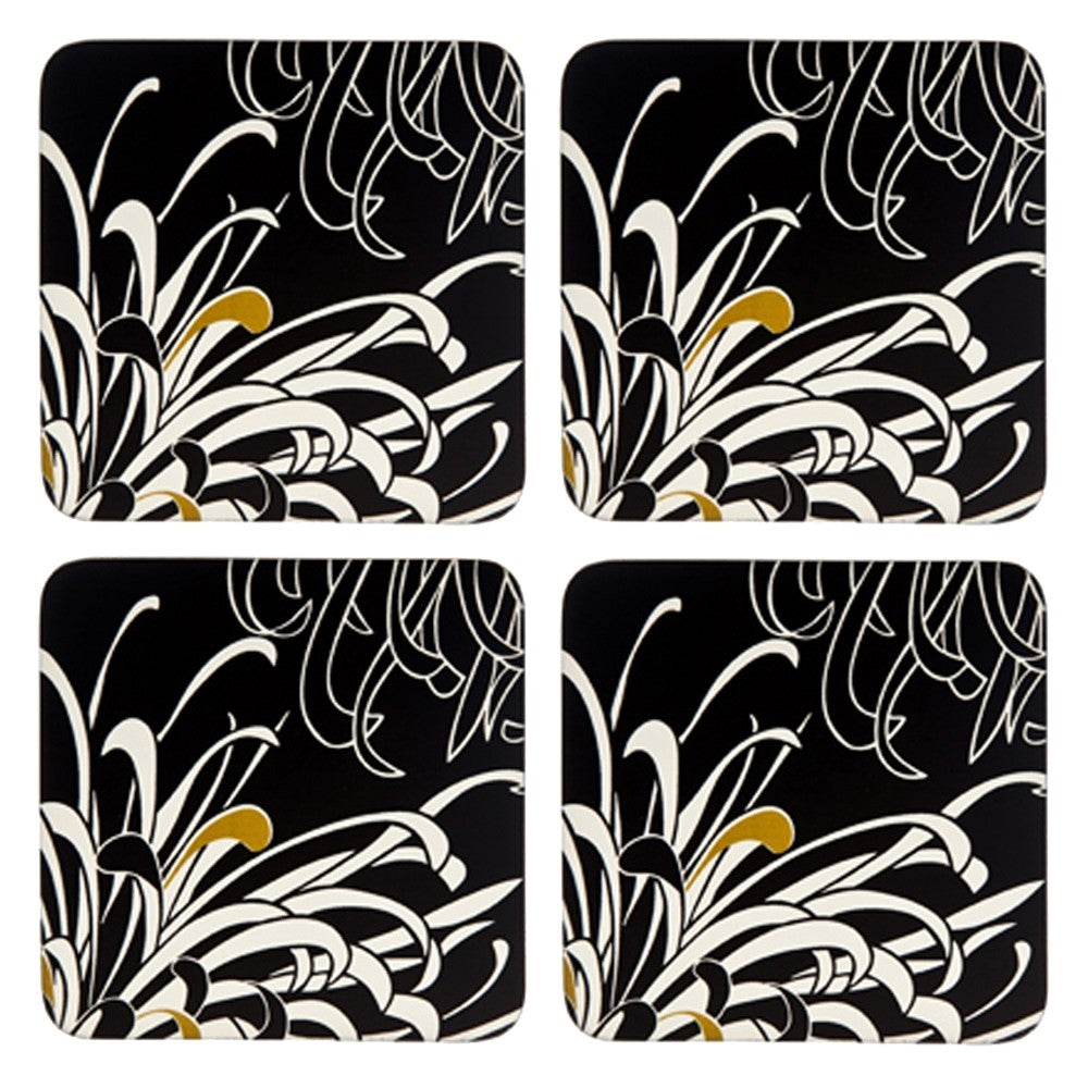 Monsoon Chrysanthemum Charcoal X4 Coaster