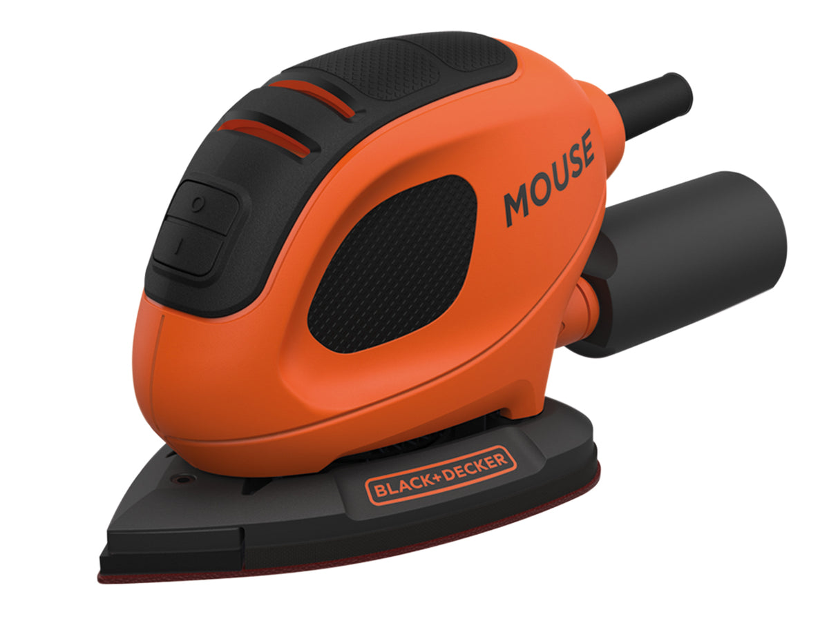 Black & Decker Mouse Sander 55W with tear drop base, rotatable paper, rubber grips – available at Keans Claremorris.
