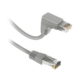 Web cable for PC UTP cat 6 color grey, connectors RJ45 90° and 180°, lenght cable 3 m