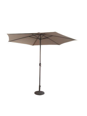 3m Taupe Parasol with Crank, 2.7m height, steel & aluminium frame, stylish cream shade - Keans Claremorris