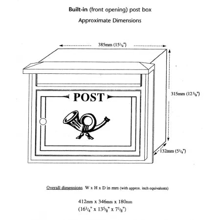 Built In Antique Silver The Liffey Post Box with vintage design, available at Keans Claremorris store.