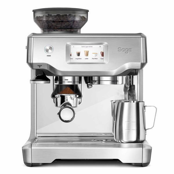 Sage Barista Touch Coffee Machine in stainless steel with touchscreen, integrated grinder, steam wand – available at Kean’s