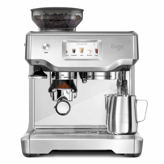 Sage Barista Touch Coffee Machine in stainless steel with touchscreen, integrated grinder, steam wand – available at Kean’s