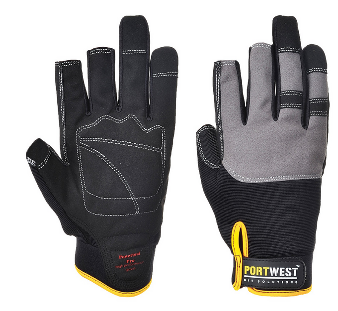 Powertool Pro XL gloves with open fingertips, reinforced palms, durable synthetic leather – Keans Claremorris.