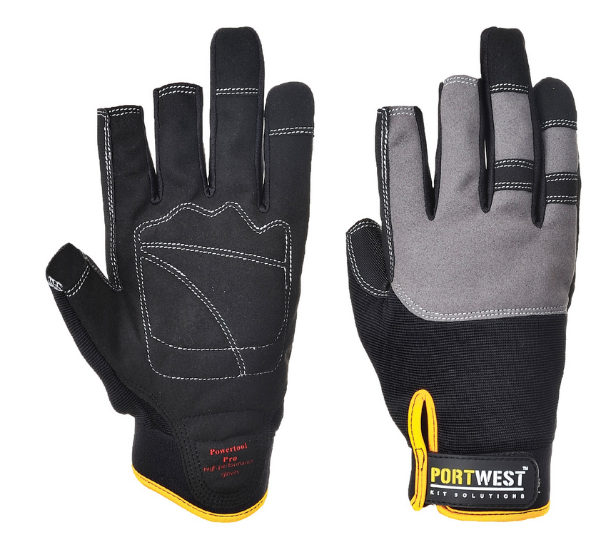 Powertool Pro XL gloves with open fingertips, reinforced palms, durable synthetic leather – Keans Claremorris.